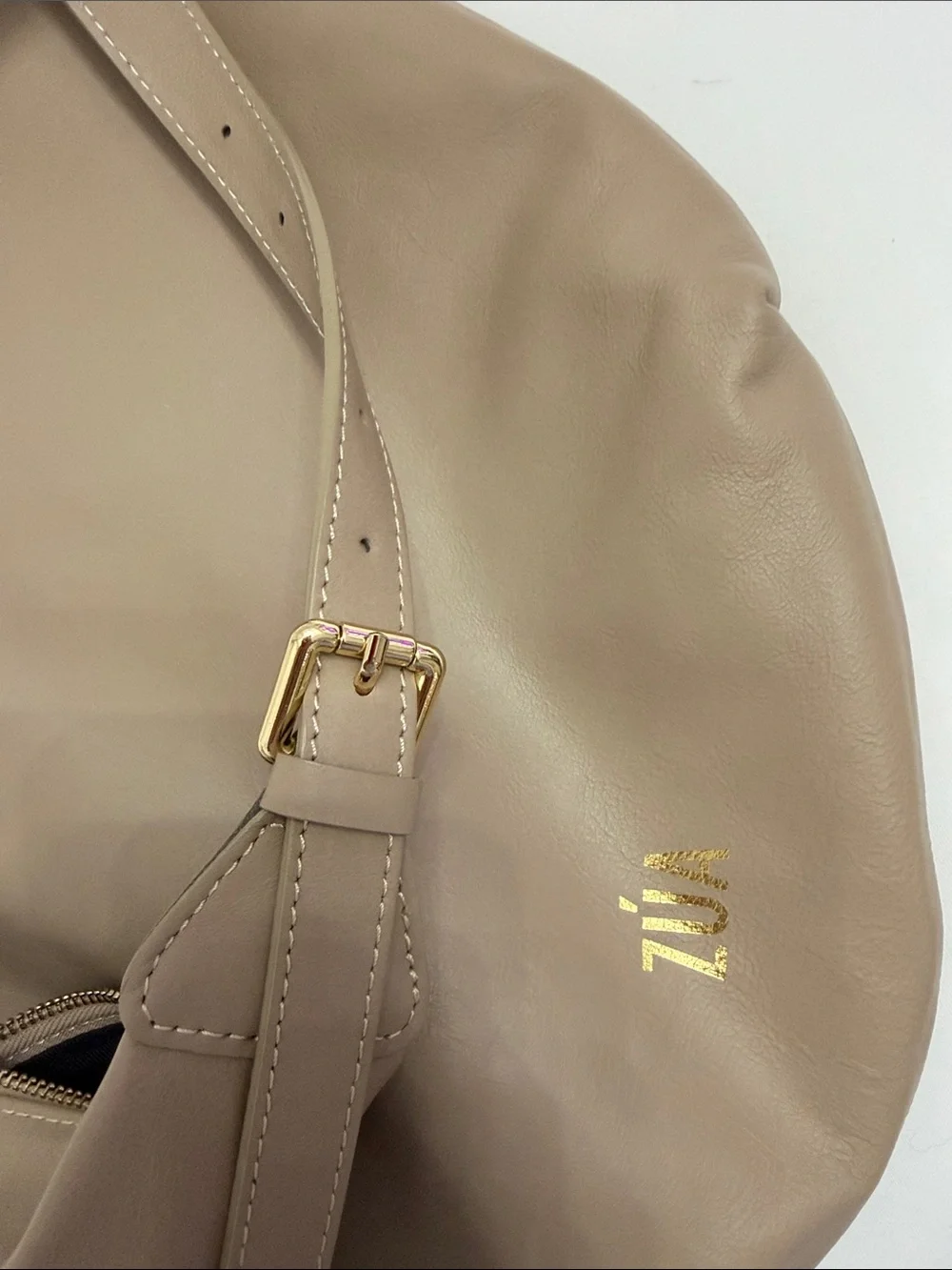 Taupe Crescent Hobo Shoulder Bag